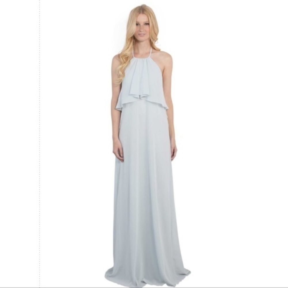 Nouvelle Amsale Cait Dress Formal Chiffon Blue